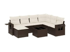 8-piece garden furniture set with brown resin wicker cushions