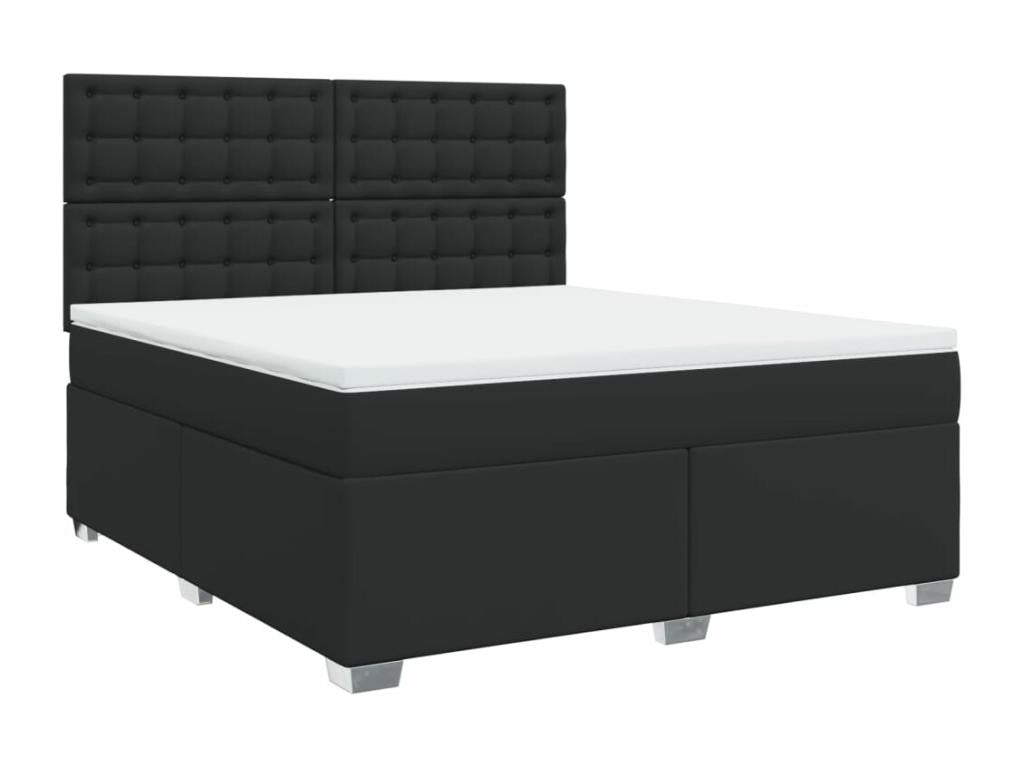 Homzora bed base with black 180x200 cm faux leather mattress