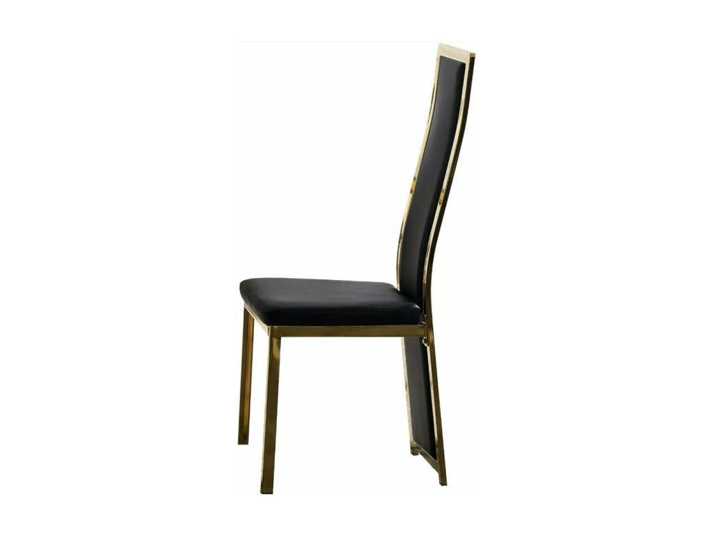 Homzora designer chairs in faux leather and gold-tone steel - Set of 6 - Black