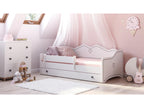 Homzora 160x80cm Children's Bed with Drawer - Grey - With Mattress - Heart