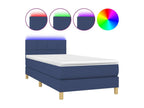 Upholstered bed base with mattress and blue LED light, 90x200 cm, fabric