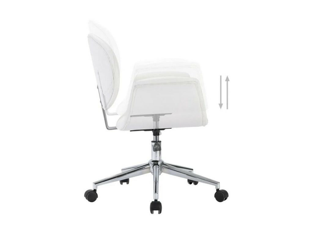 Homzora white faux leather chair with chrome metal legs - Set of 2