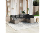 Garden furniture set with cushions, 7 pieces, grey woven resin