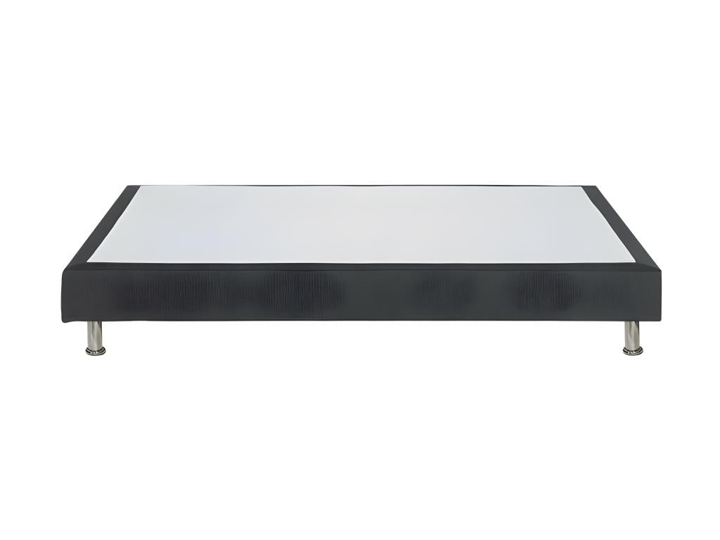 Upholstered bed base 90x190 cm in dark grey fabric with metal legs - Homzora