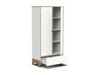 2-door, 1-drawer wardrobe in oak and white finish, H188 cm - Homzora