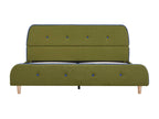 Bed frame without mattress, green fabric, 140x200 cm