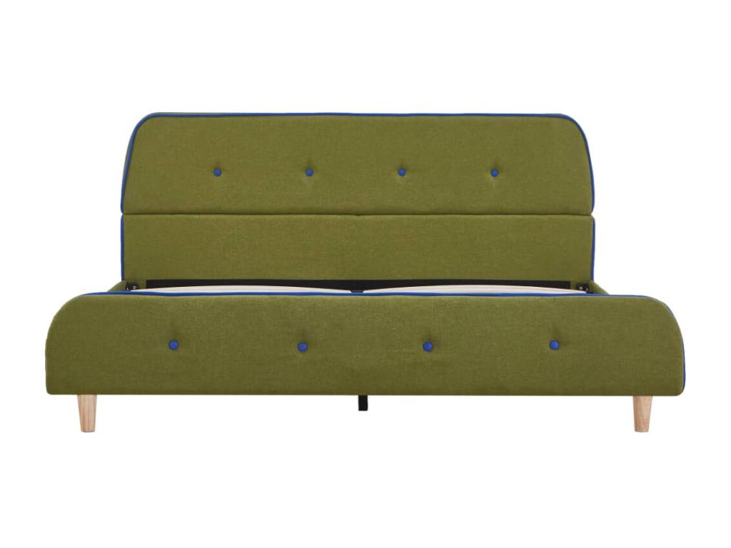 Bed frame without mattress, green fabric, 140x200 cm