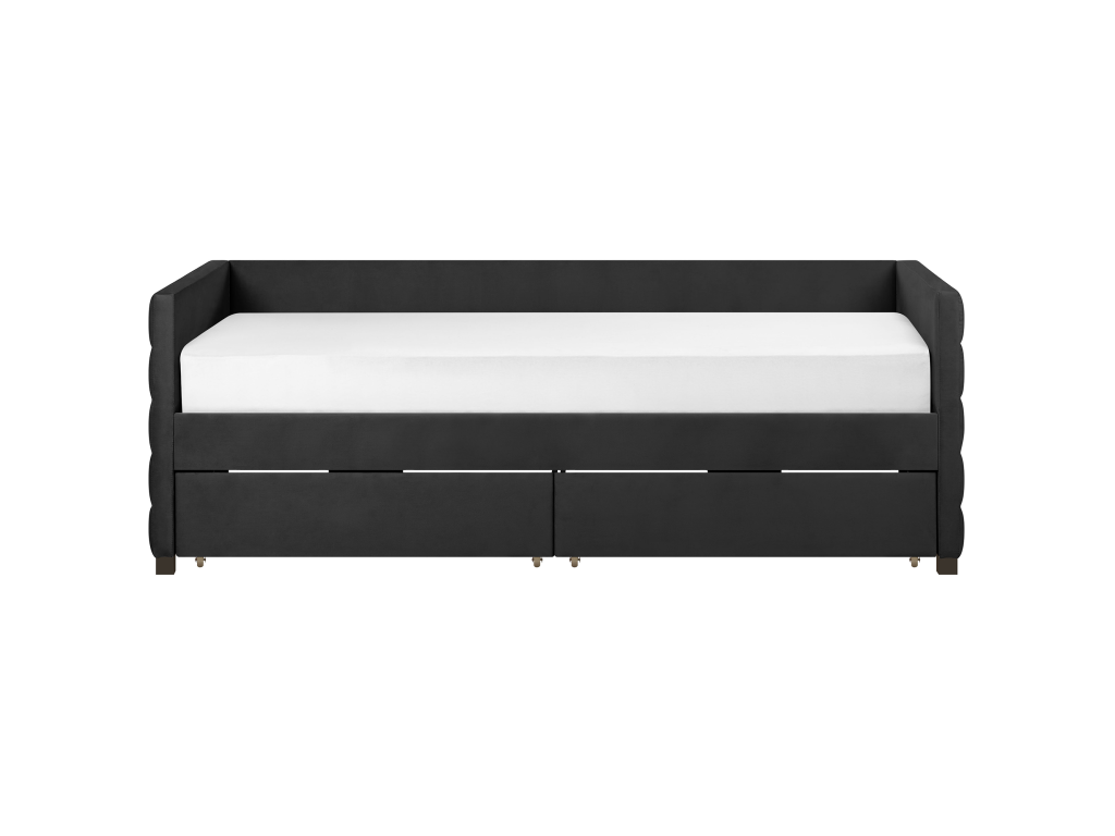 Homzora Velvet Daybed with Storage, 90x200 cm, Black