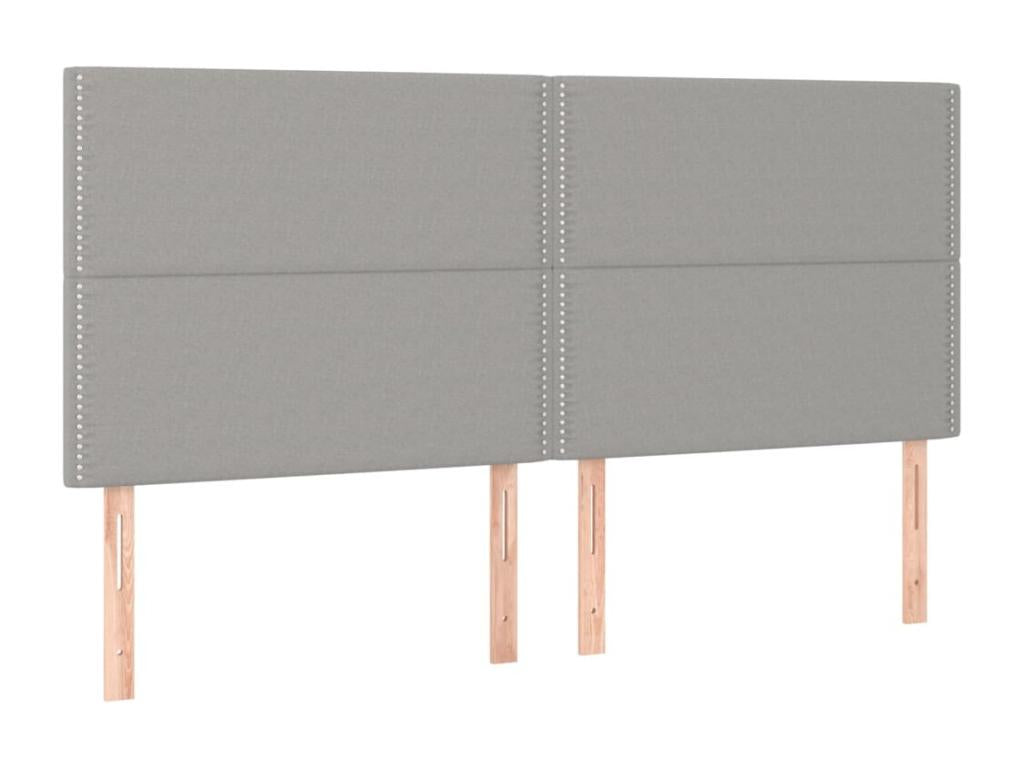 Upholstered bed base with mattress, light grey, 200x200cm, fabric