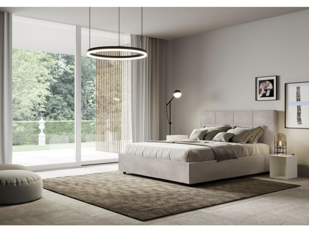 Homzora Microfiber Upholstered Bed - Beige - 160x200 - Optional Storage