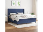Upholstered bed base with mattress, blue, 180x200 cm, fabric