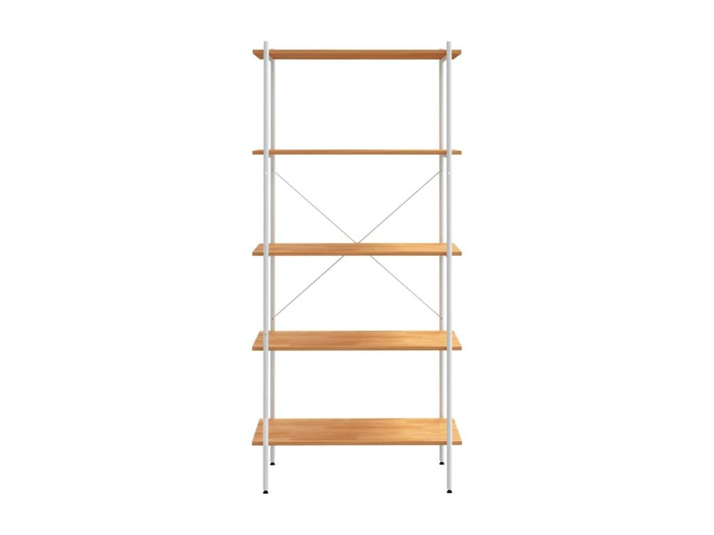 5-Tier Shelf White and Oak 80x40x163