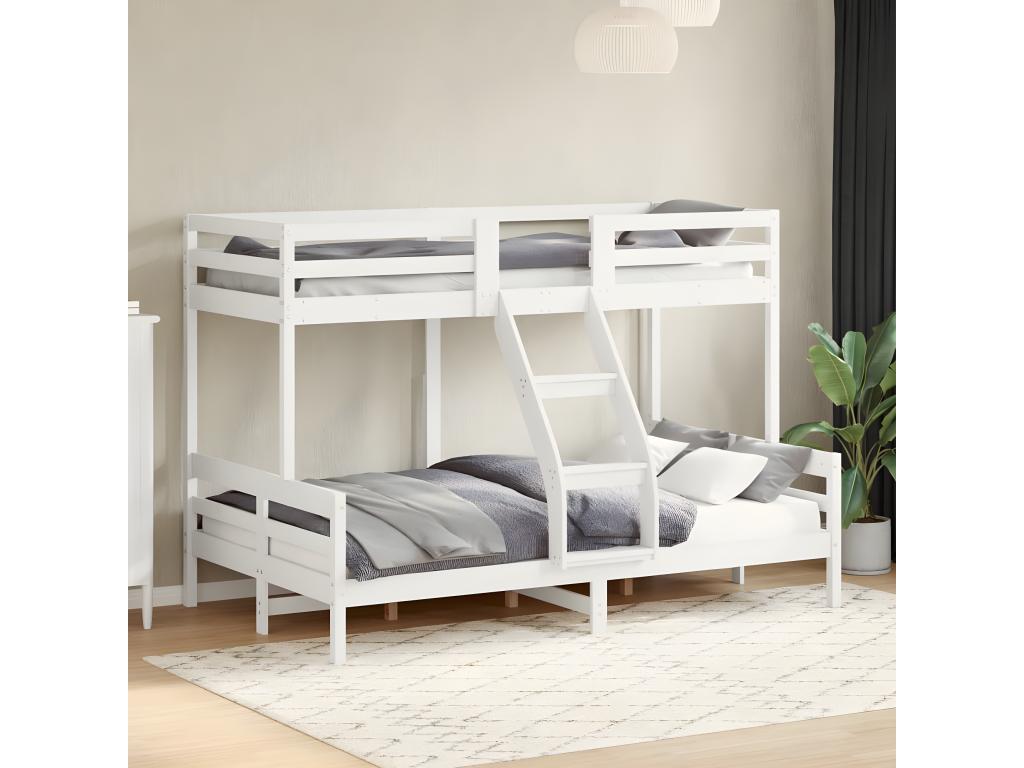 Bunk bed 80x200/120x200 cm white solid pine wood