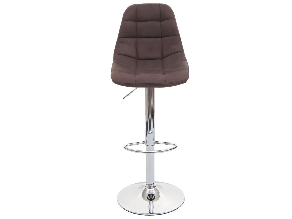 Doucezen-A67 bar stool, vintage dark brown fabric/textile, chrome base