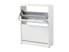 Shoe cabinet with 2 folding doors, 83x73x26 cm, White - Homzora
