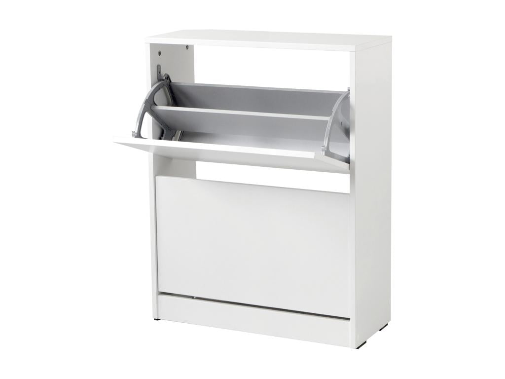 Shoe cabinet with 2 folding doors, 83x73x26 cm, White - Homzora
