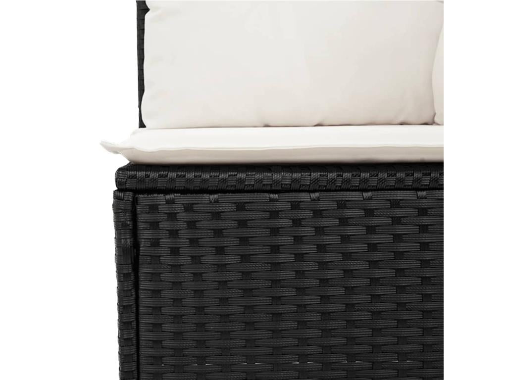 8-piece garden furniture set with cushions, black woven resin