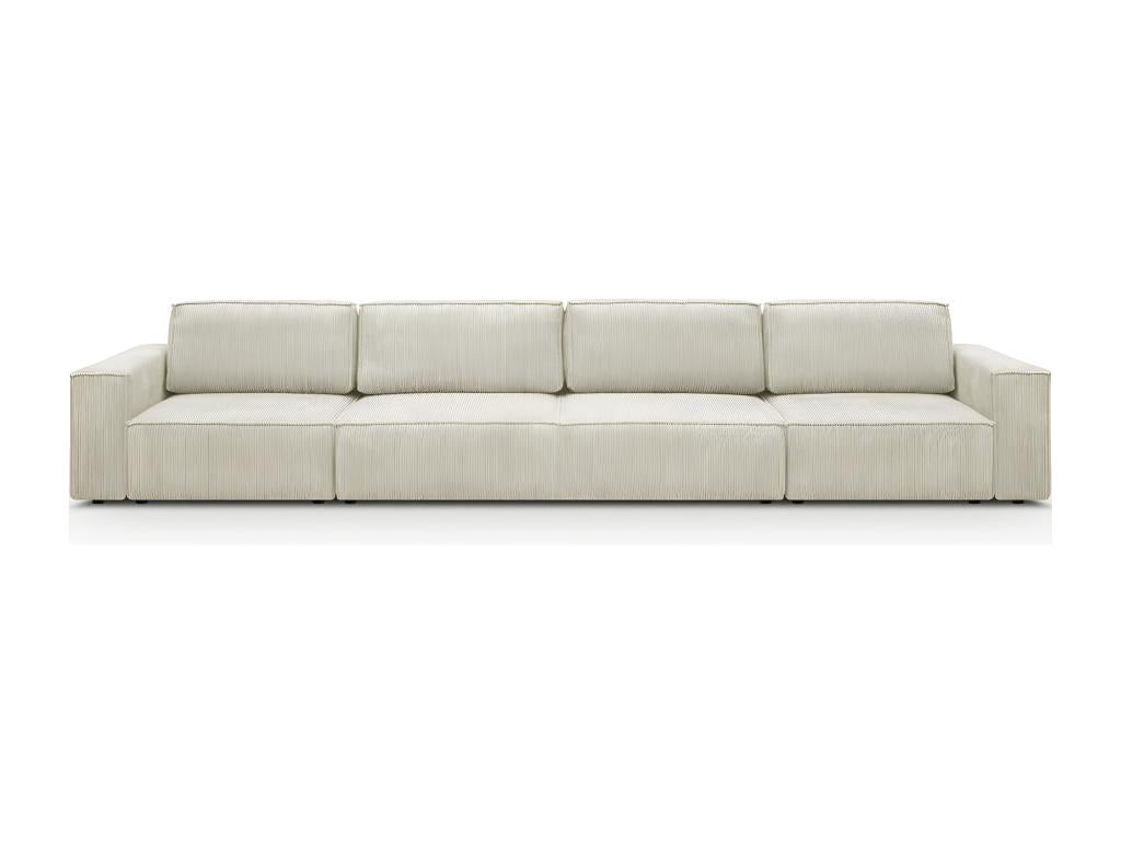 Modular 7-seater convertible sofa with storage compartment in beige corduroy - Homzora Mod