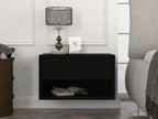 Set of 2 floating bedside tables - 1 drawer and 1 shelf - Black - Homzora