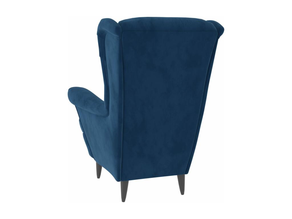 Wingback armchair with blue velvet footstool