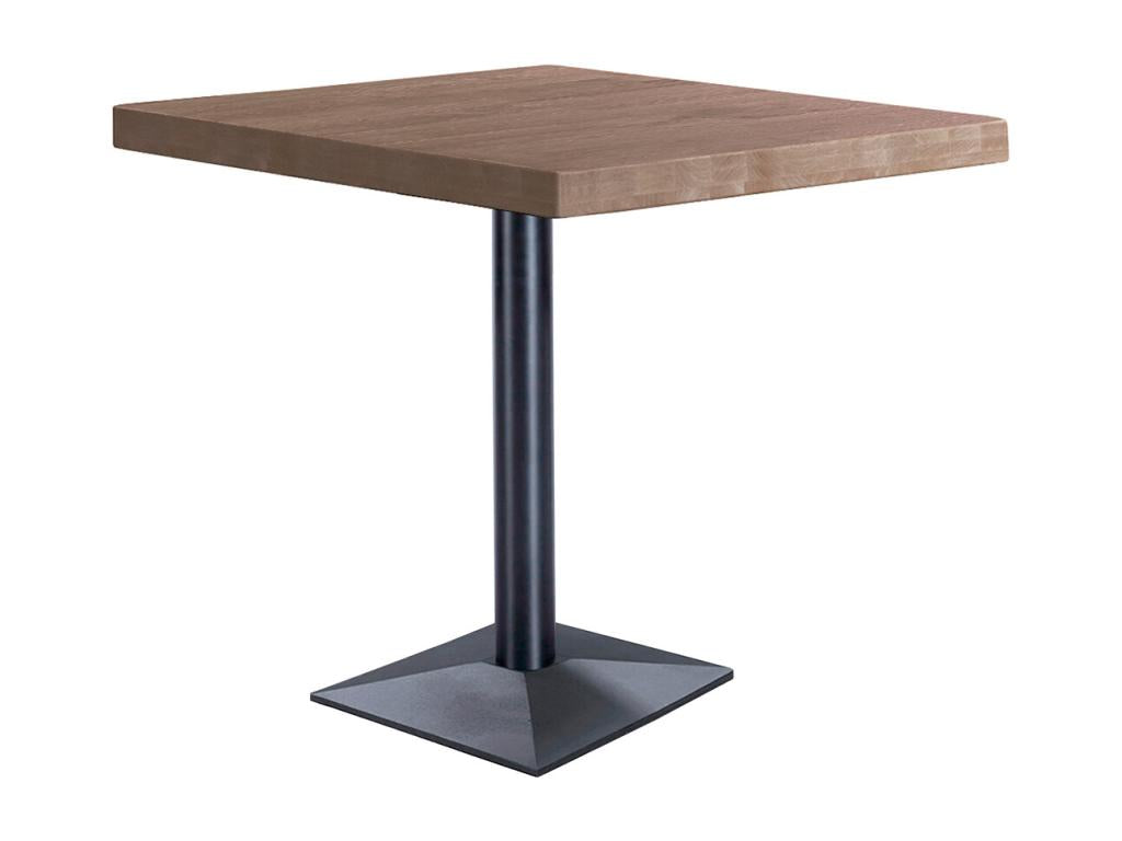 High table in dark oak-colored wood with black metal legs - Length 60 x Depth 60 x Height 74 cm