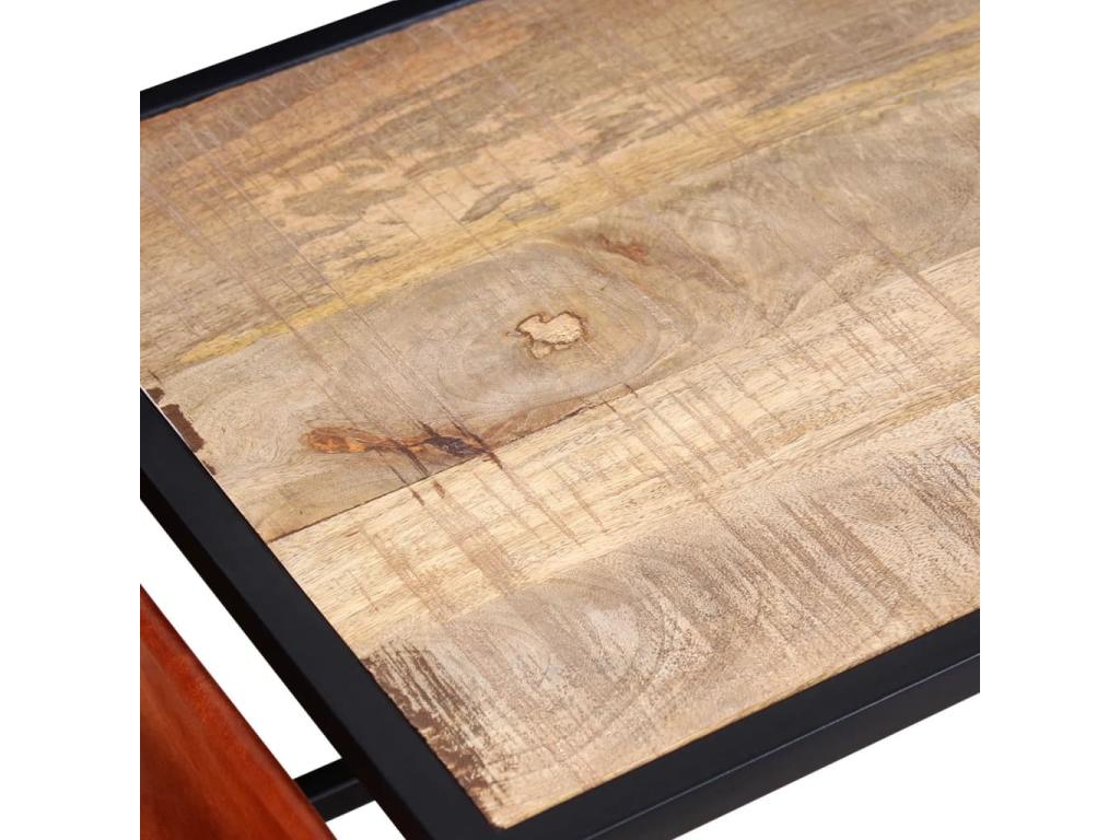 Coffee table with magazine rack, genuine leather, 110x50x45 cm