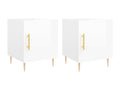 2-piece bedside tables, glossy white, 40x40x50 cm