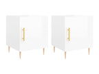 2-piece bedside tables, glossy white, 40x40x50 cm