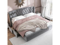 Upholstered bed 180x200cm in velvet - with 4 drawers - Grey