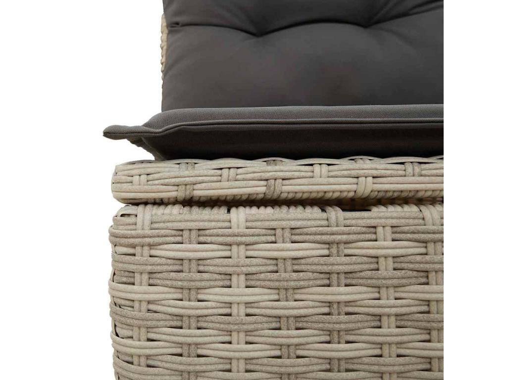 7-piece garden furniture set with cushions, light grey woven resin