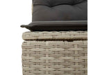 7-piece garden furniture set with cushions, light grey woven resin