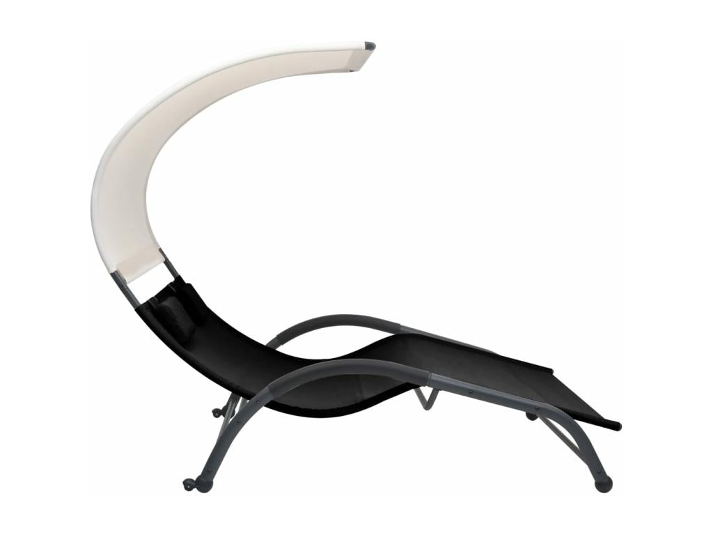 Double chaise longue with black textilene canopy