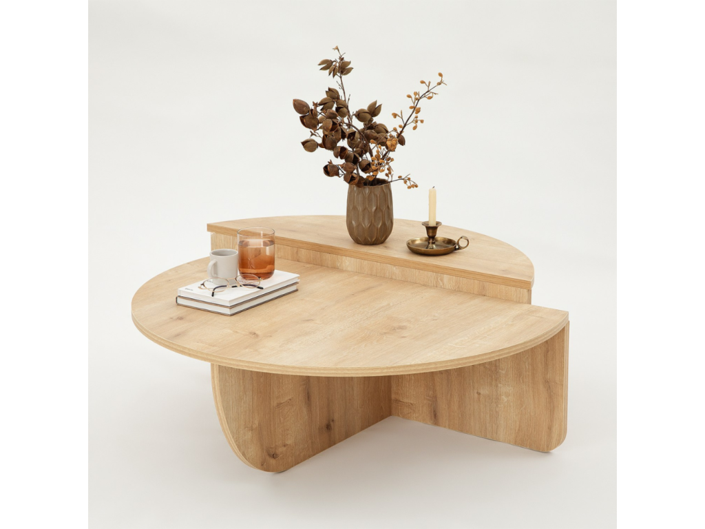 Homzora round designer coffee table in wood