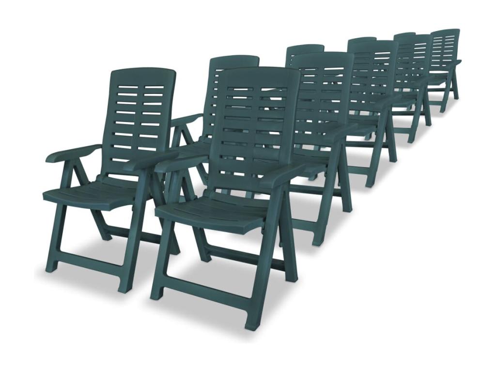 11-Piece Outdoor Dining Set, Green Plastic