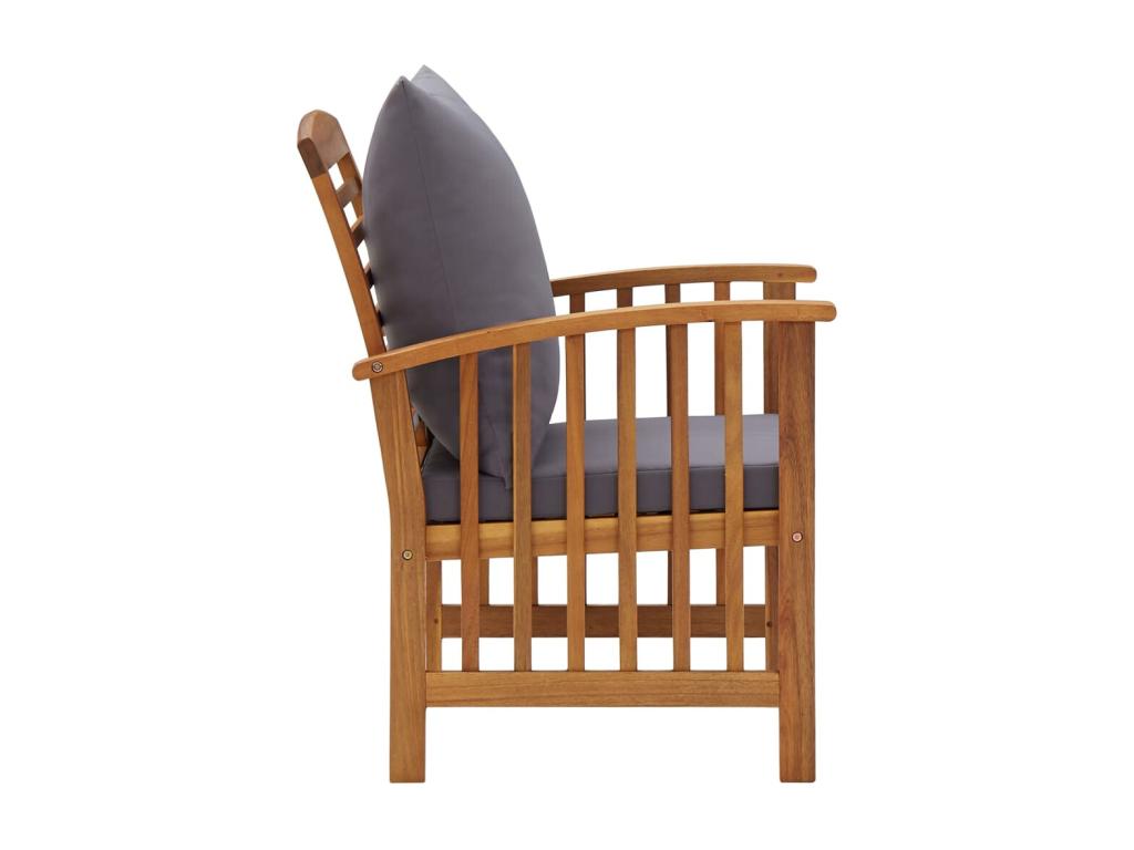 Garden chairs with cushions, set of 2, solid Homzora wood