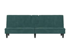 Sofa bed with cup holders, dark green velvet