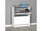 Shoe cabinet with 2 folding doors, 83x73x26 cm, White - Homzora
