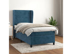 Upholstered bed base with mattress, dark blue, 100x200 cm