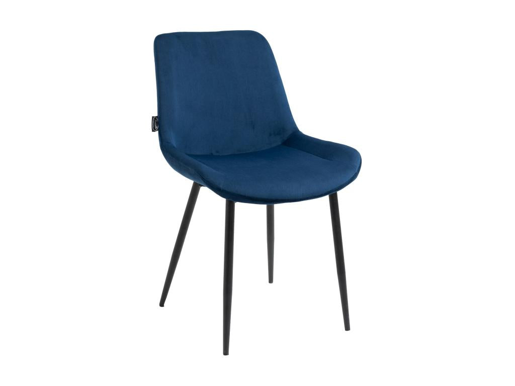 Set of 4 dining chairs - Velvet / Matte black metal - Blue - Victoria