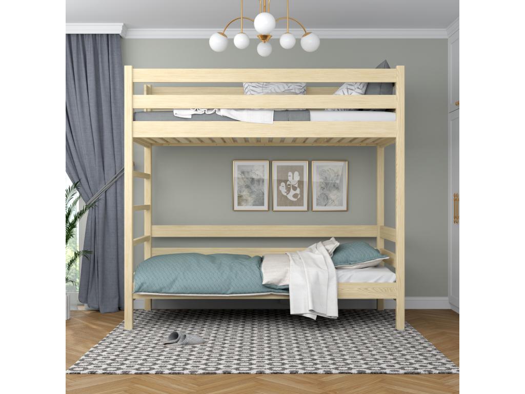 N03 Light Pine Wooden Bunk Bed 120x180