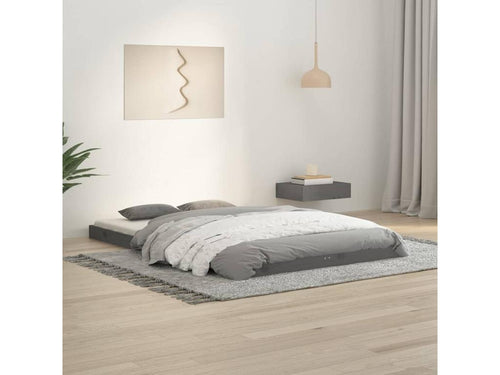 Grey Bed Frame 120x190 cm Solid Pine Wood Small Double