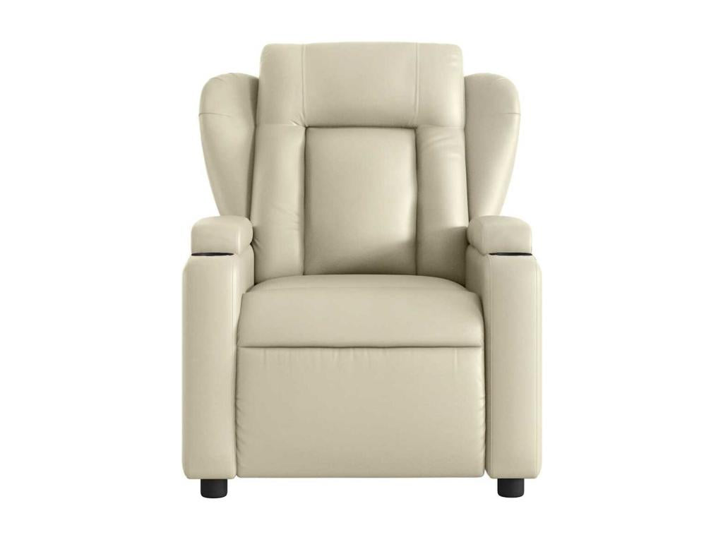 Cream Faux Leather Reclining Massage Chair