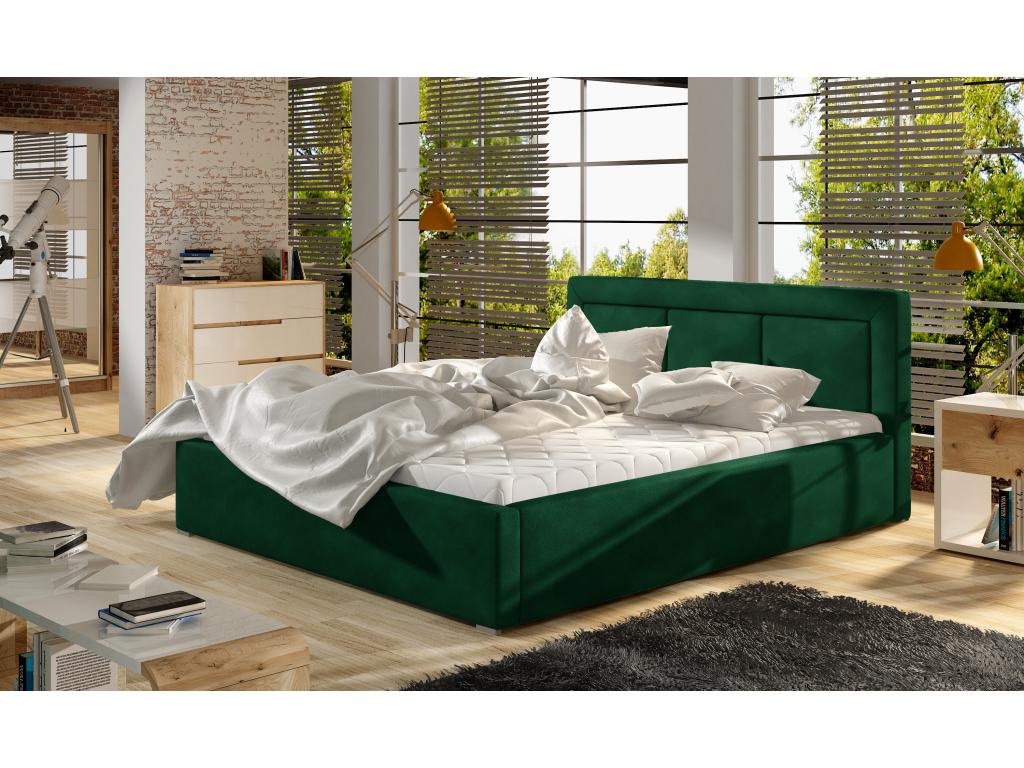 Homzora Large Square Upholstered Green Velvet Bed - 4 Sizes - 200x200