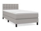 Upholstered bed base and mattress, light grey, 90x190 cm, fabric