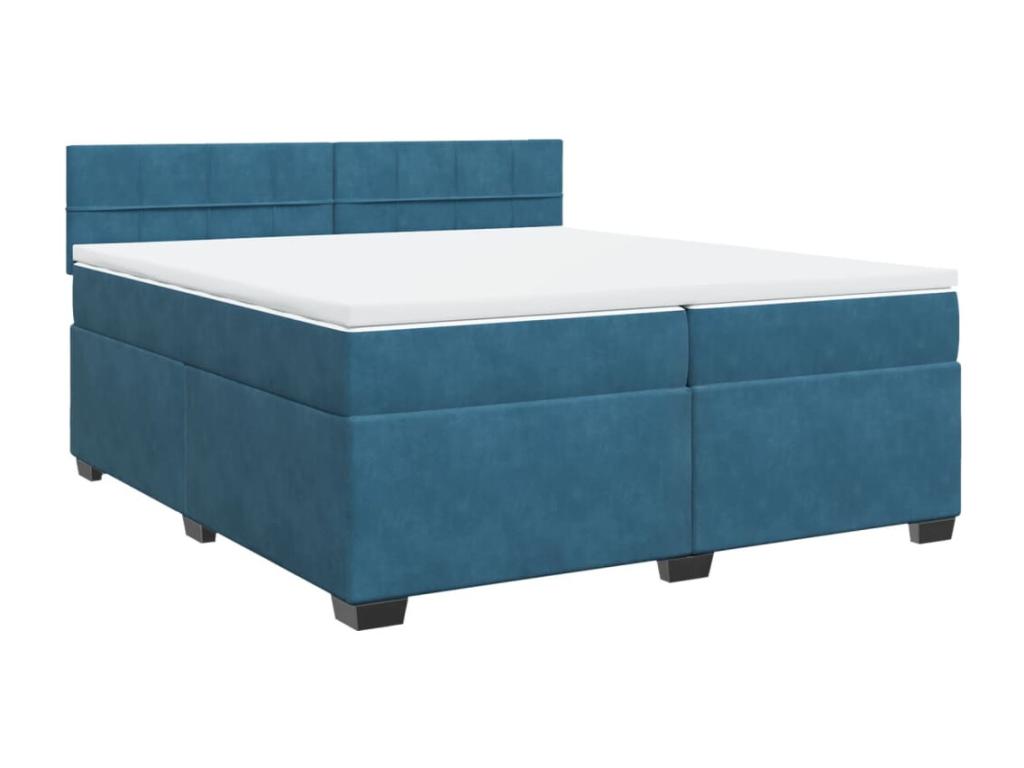 Homzora bed base and mattress, blue, 200x200 cm, velvet
