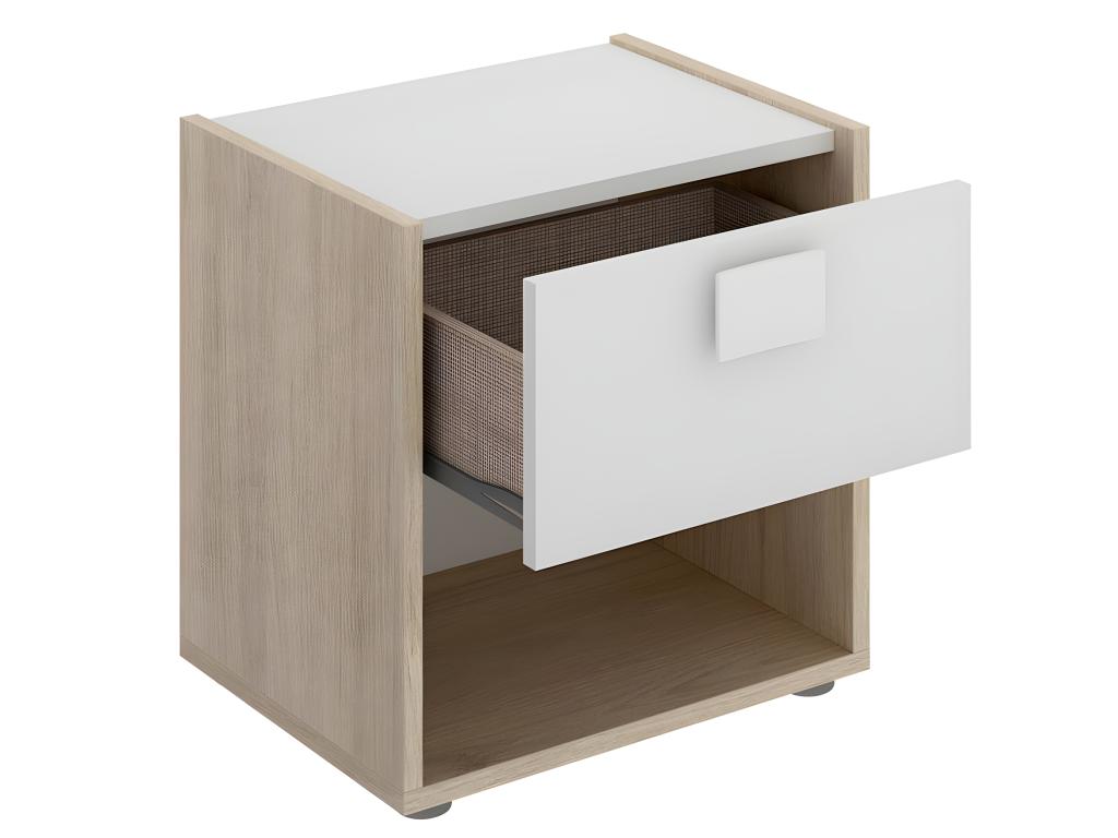 Children's bedside table/nightstand in oak/white - Length 40 x Height 42 x Depth 33 cm