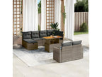 11-piece garden furniture set with grey resin wicker cushions
