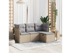 Garden furniture set with cushions, 4 pieces, méHomzora beige woven resin