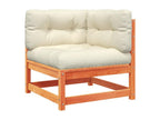 4-piece garden furniture set with cushions, brown wax finish, solid pine wood