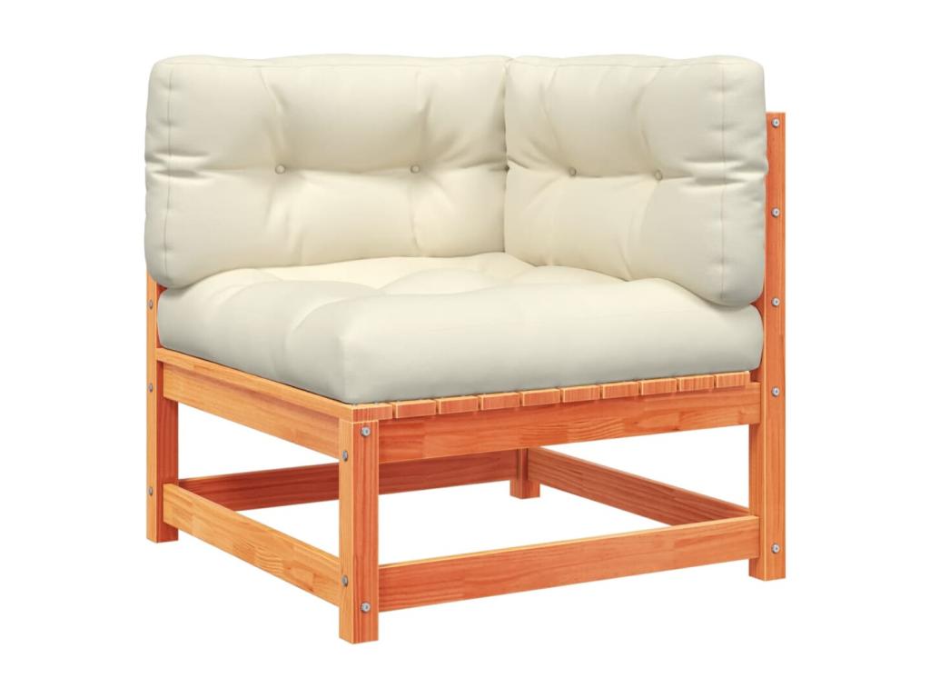 4-piece garden furniture set with cushions, brown wax finish, solid pine wood